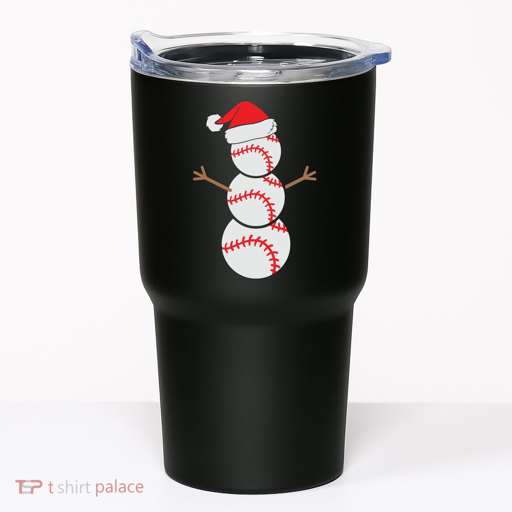 Christmas Snowman Baseball Santa Hat Xmas Tumbler