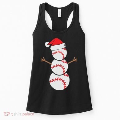 Christmas Snowman Baseball Santa Hat Xmas Women's Tank Top
