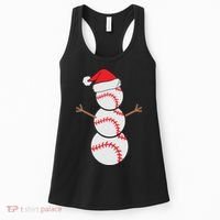Christmas Snowman Baseball Santa Hat Xmas Women's Tank Top thumb 0