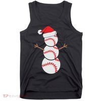 Christmas Snowman Baseball Santa Hat Xmas Tank Top thumb 0