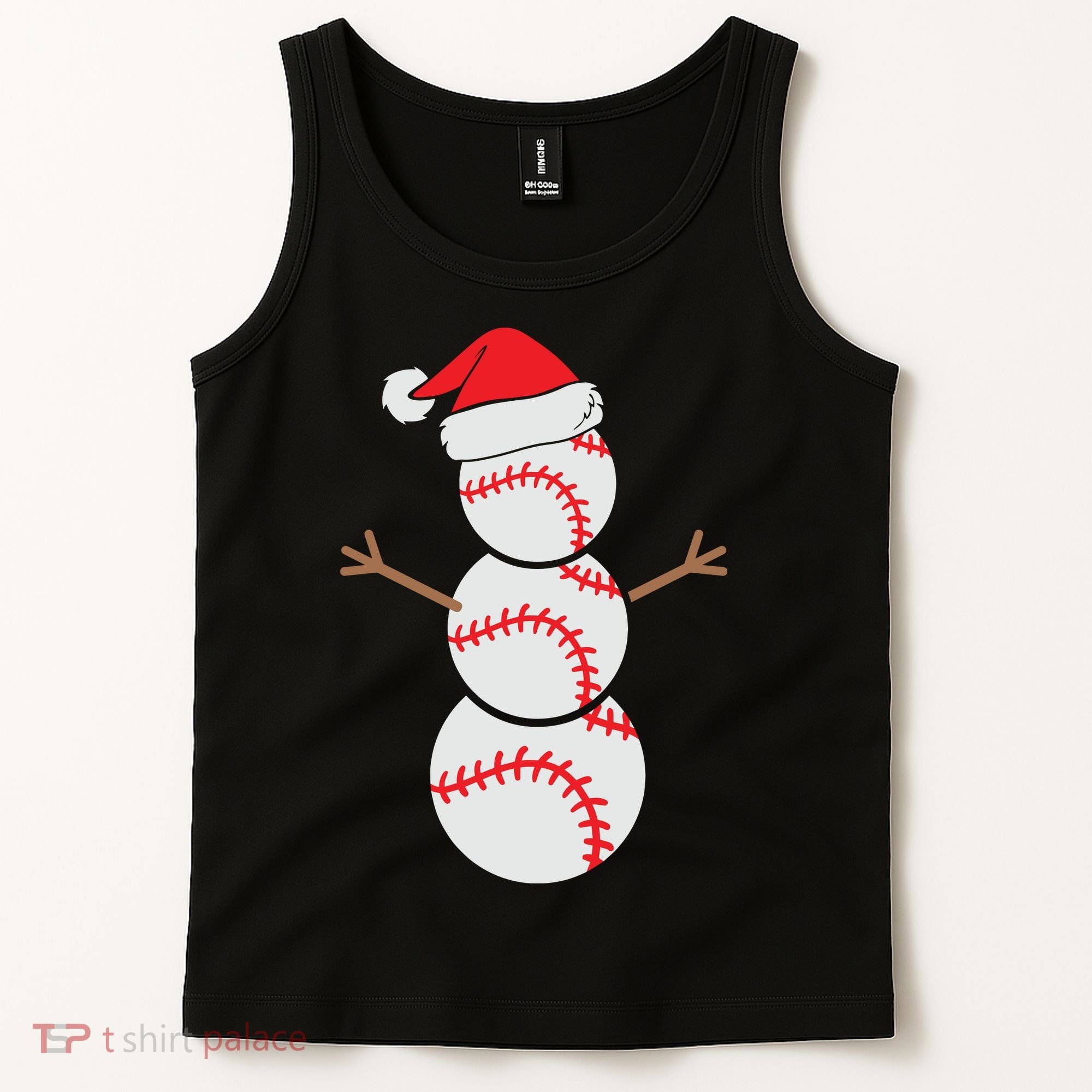 Christmas Snowman Baseball Santa Hat Xmas Tank Top