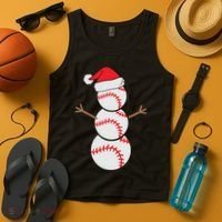 Christmas Snowman Baseball Santa Hat Xmas Tank Top thumb 4