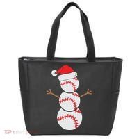 Christmas Snowman Baseball Santa Hat Xmas Tote Bag thumb 0