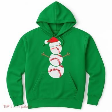 Christmas Snowman Baseball Santa Hat Xmas Hoodie
