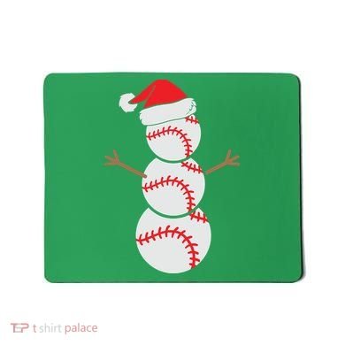 Christmas Snowman Baseball Santa Hat Xmas Mousepad