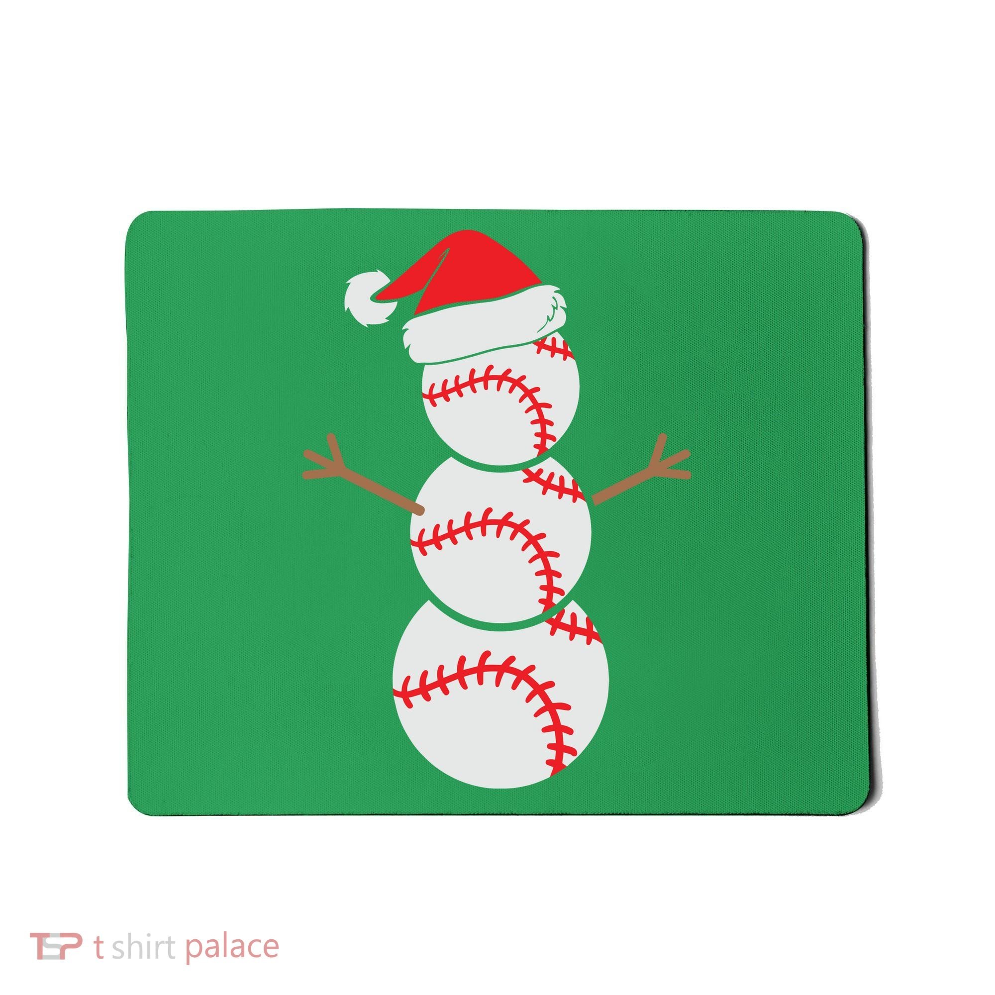 Christmas Snowman Baseball Santa Hat Xmas Mousepad