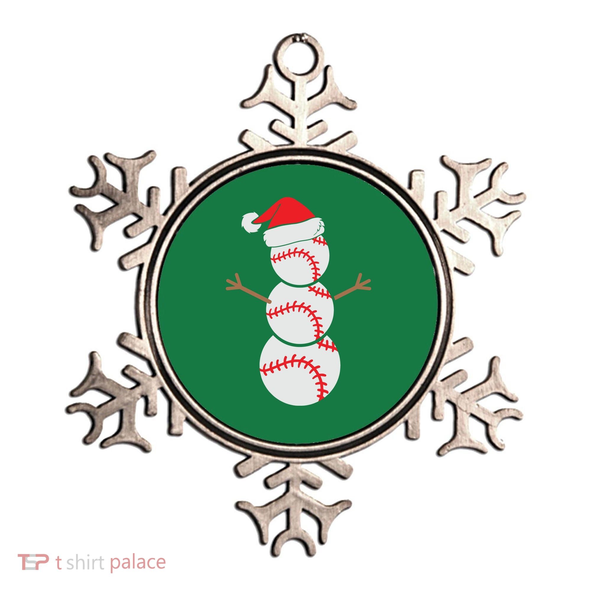 Christmas Snowman Baseball Santa Hat Xmas Ornament