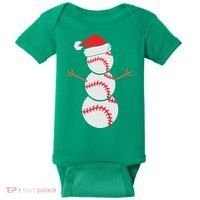 Christmas Snowman Baseball Santa Hat Xmas Baby Bodysuit thumb 0