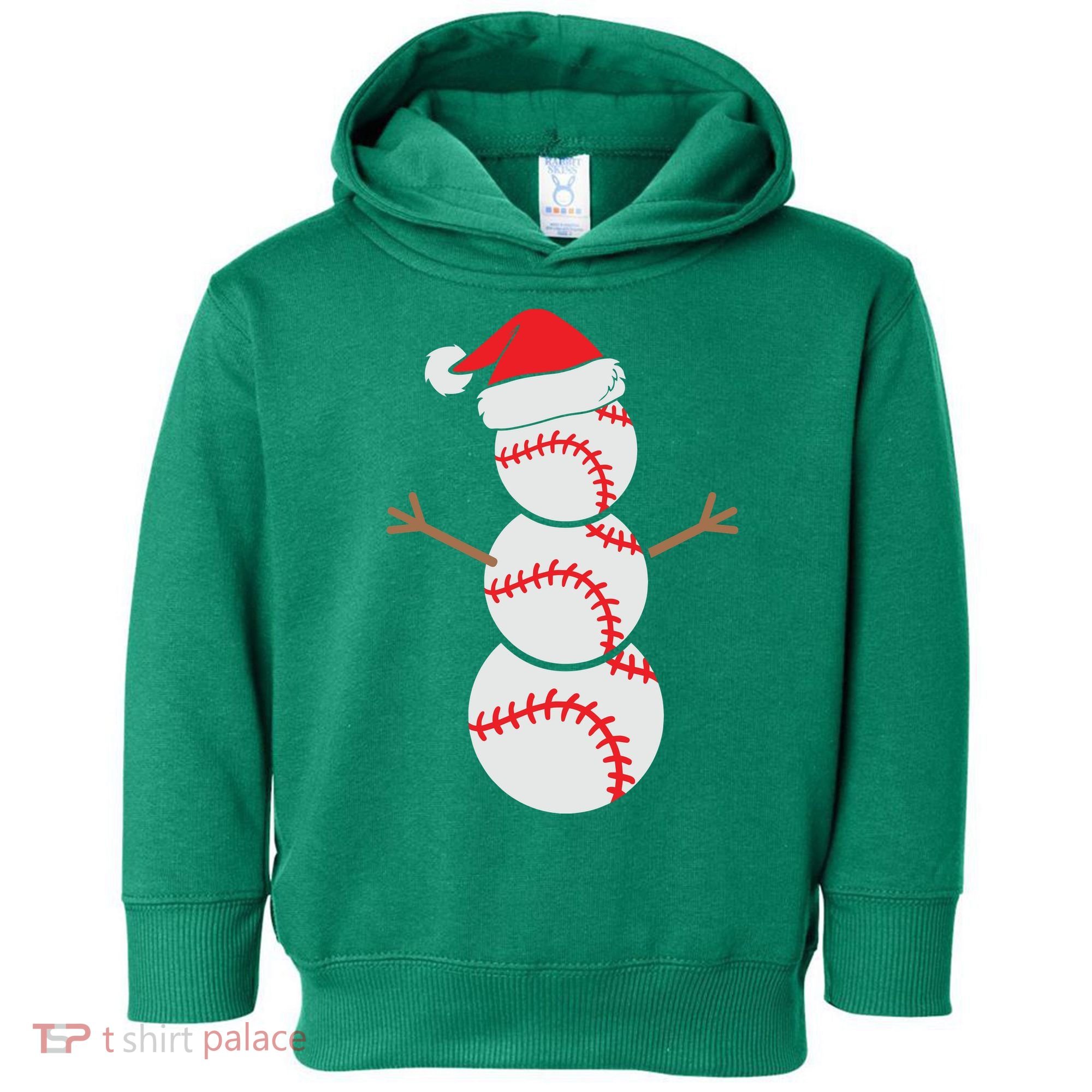 Christmas Snowman Baseball Santa Hat Xmas Toddler Hoodie