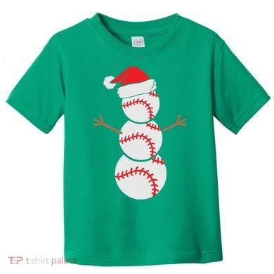Christmas Snowman Baseball Santa Hat Xmas Toddler T-Shirt