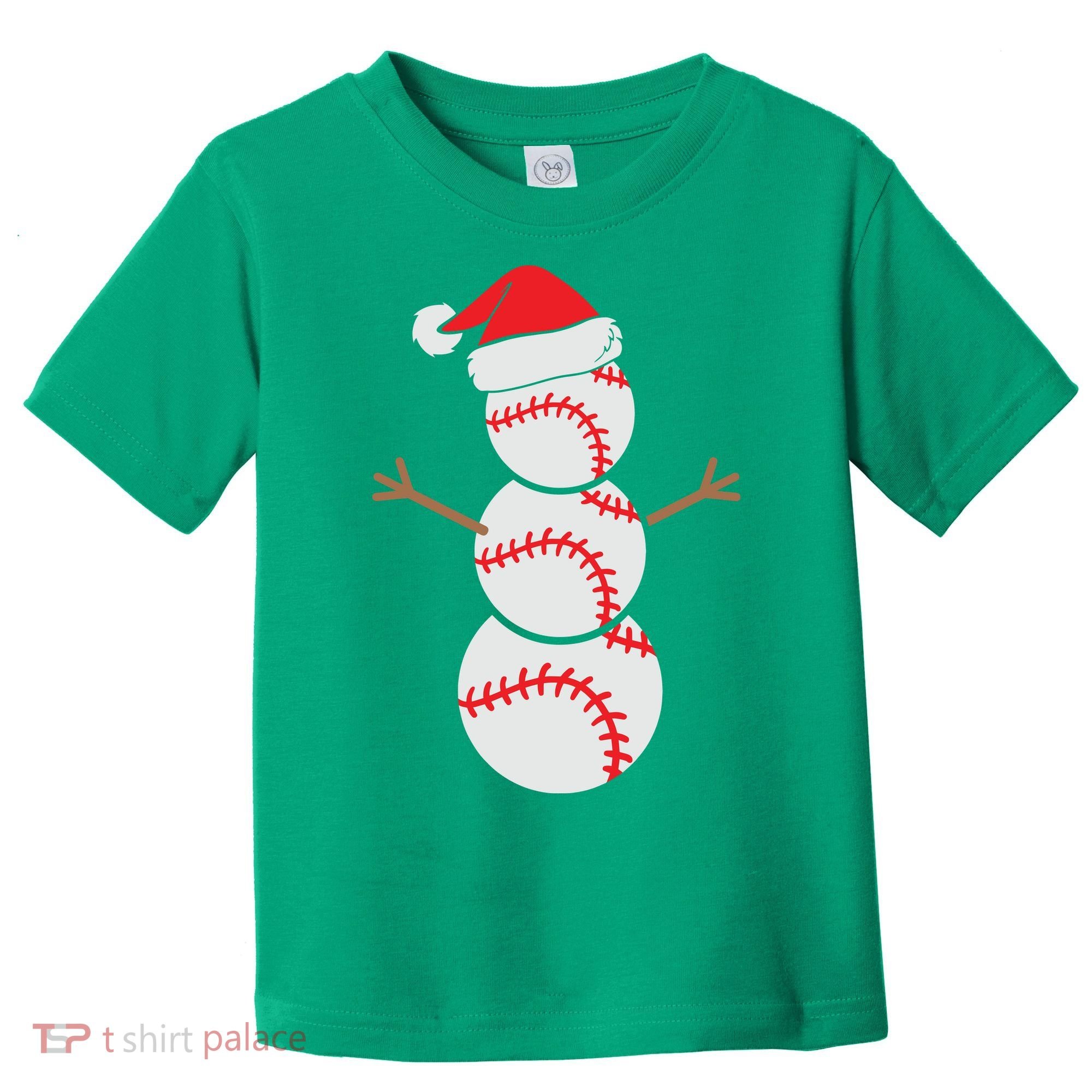 Christmas Snowman Baseball Santa Hat Xmas Toddler T-Shirt