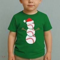 Christmas Snowman Baseball Santa Hat Xmas Toddler T-Shirt thumb 2