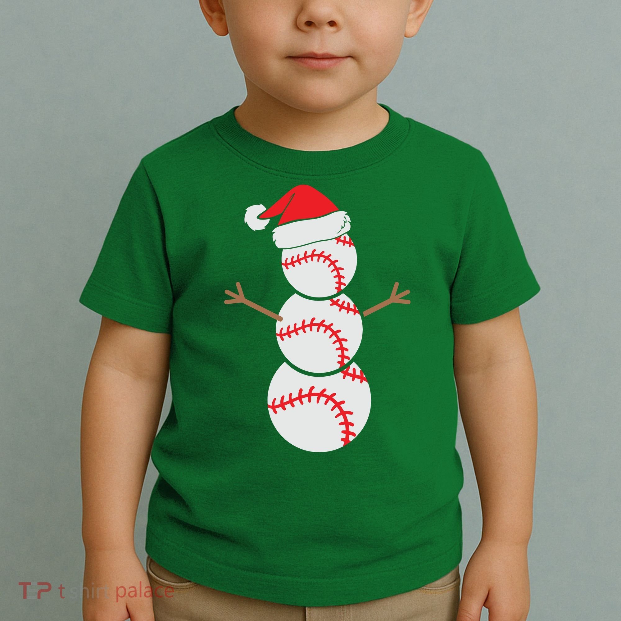Christmas Snowman Baseball Santa Hat Xmas Toddler T-Shirt