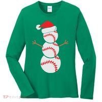 Christmas Snowman Baseball Santa Hat Xmas Women's Long Sleeve Shirt thumb 0