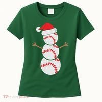 Christmas Snowman Baseball Santa Hat Xmas Women's T-Shirt thumb 0