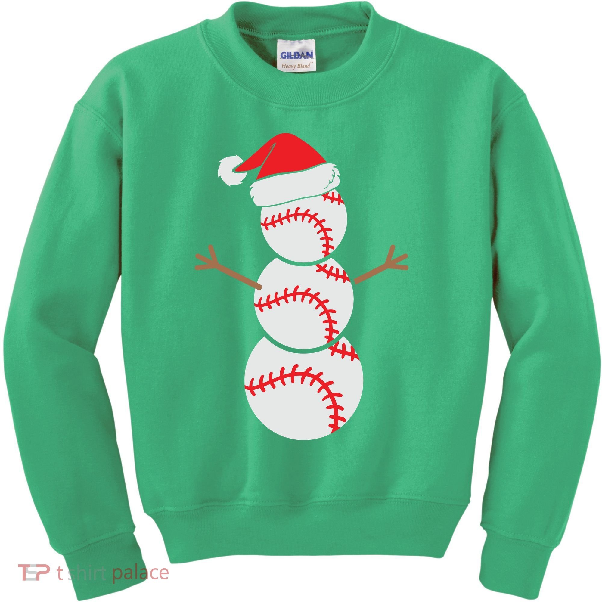 Christmas Snowman Baseball Santa Hat Xmas Kids Sweatshirt