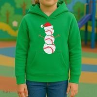 Christmas Snowman Baseball Santa Hat Xmas Kids Hoodie thumb 3