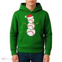 Christmas Snowman Baseball Santa Hat Xmas Kids Hoodie thumb 4