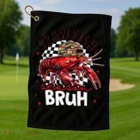 Crawfish Season Bruh Funny Crawfish Hat Crawfish Preppy Gift Golf Towel thumb 1