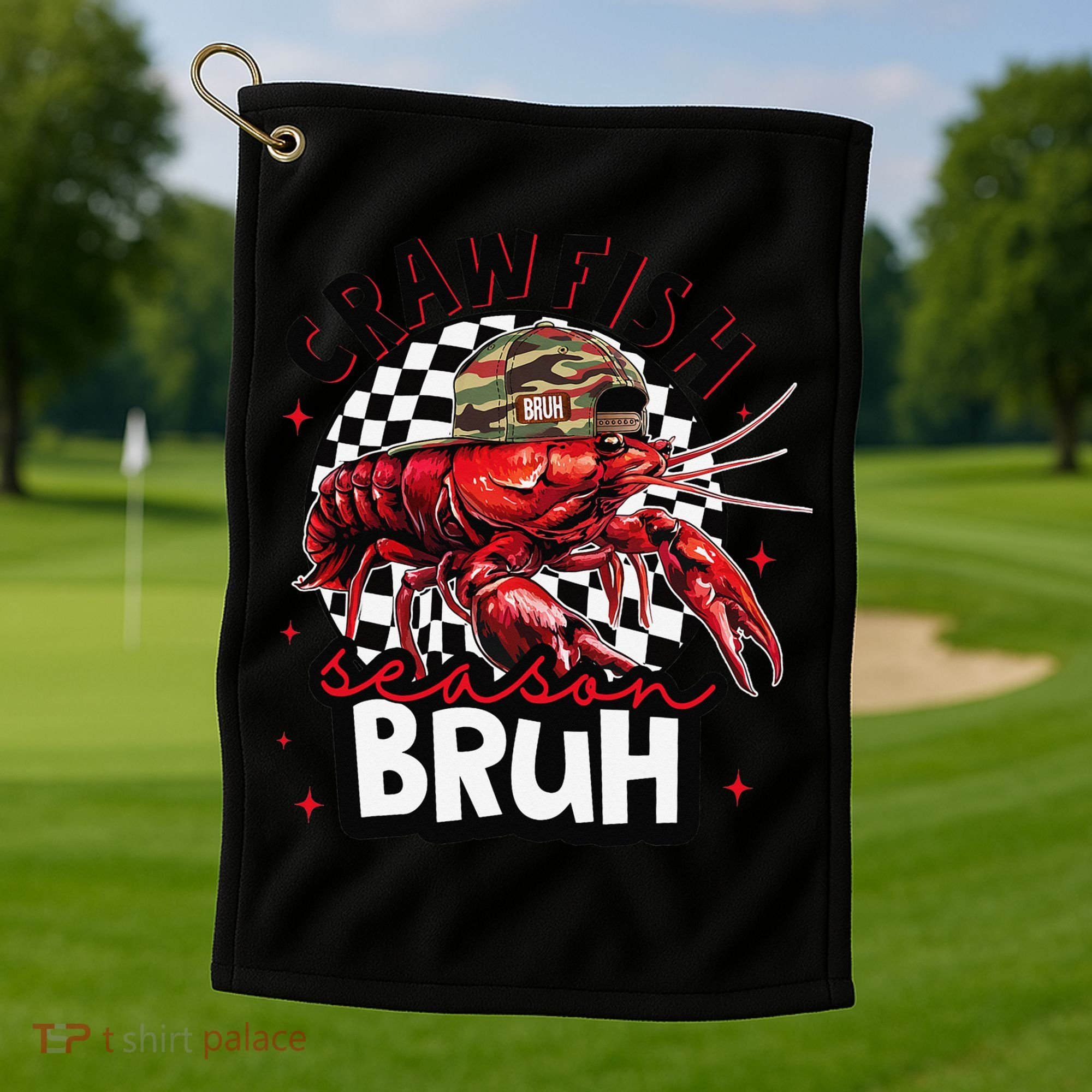 Crawfish Season Bruh Funny Crawfish Hat Crawfish Preppy Gift Golf Towel