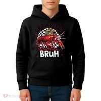 Crawfish Season Bruh Funny Crawfish Hat Crawfish Preppy Gift Kids Hoodie thumb 4
