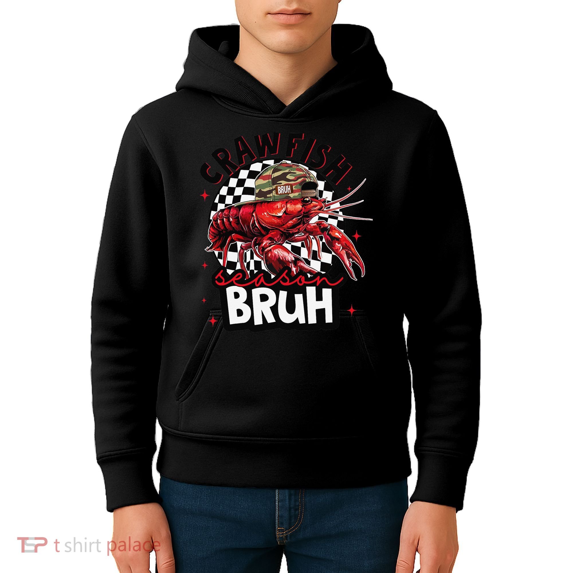Crawfish Season Bruh Funny Crawfish Hat Crawfish Preppy Gift Kids Hoodie