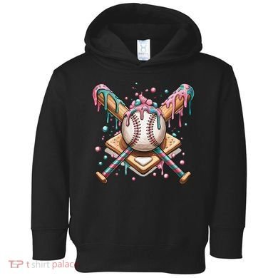 Cool Sport Baseball Home Plate Drip With Sprinkles Drip Toddler Hoodie