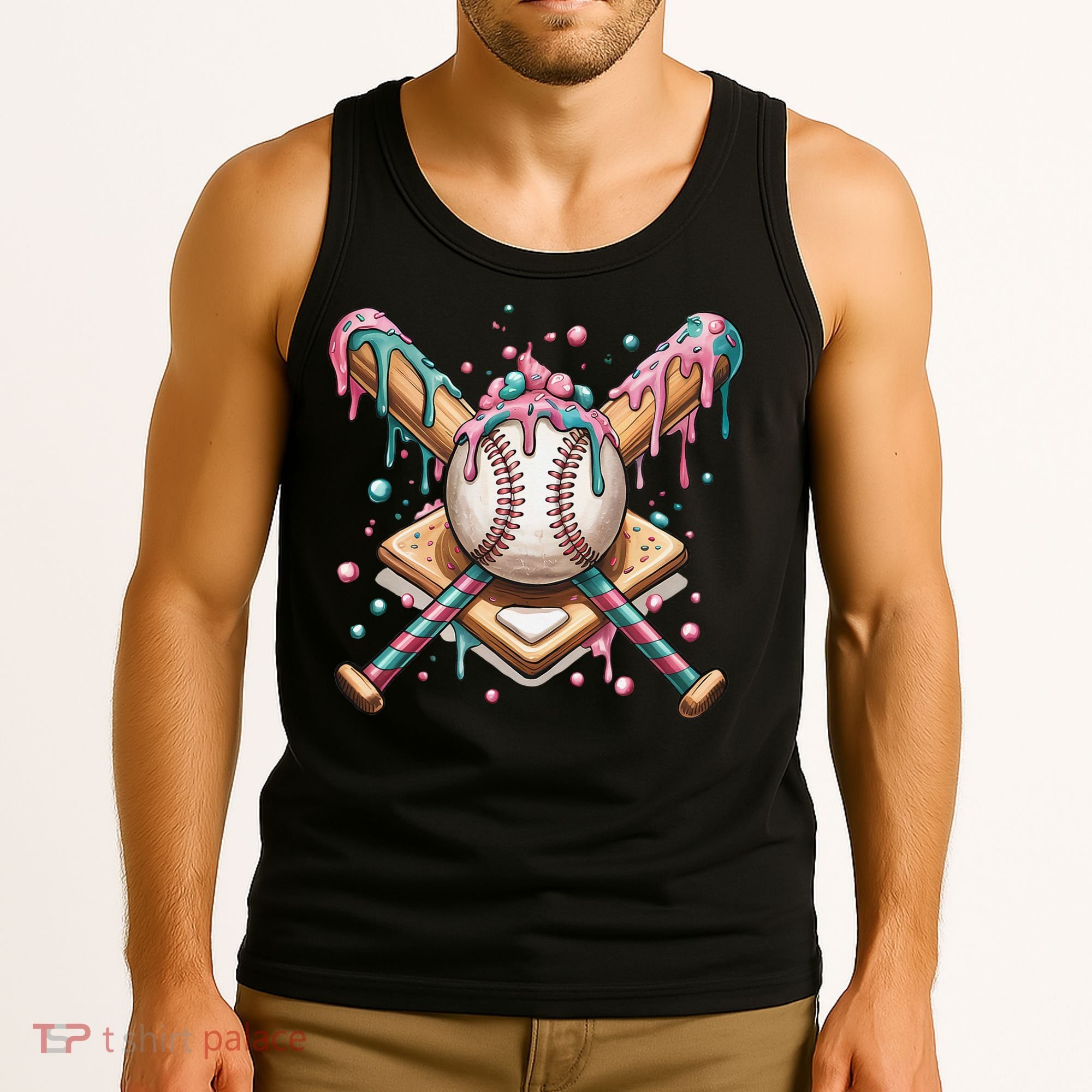 Cool Sport Baseball Home Plate Drip With Sprinkles Drip Tank Top