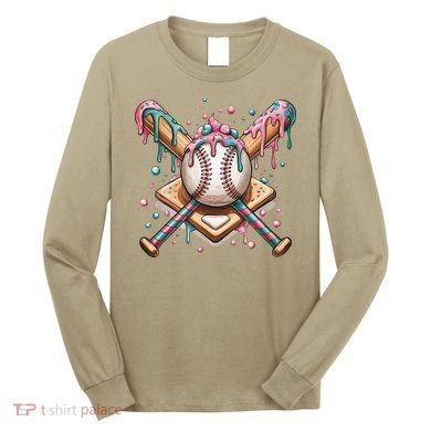 Cool Sport Baseball Home Plate Drip With Sprinkles Drip Long Sleeve Shirt