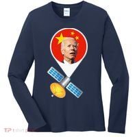 Chinese Satellite Balloon Joe Biden Women's Long Sleeve Shirt thumb 0