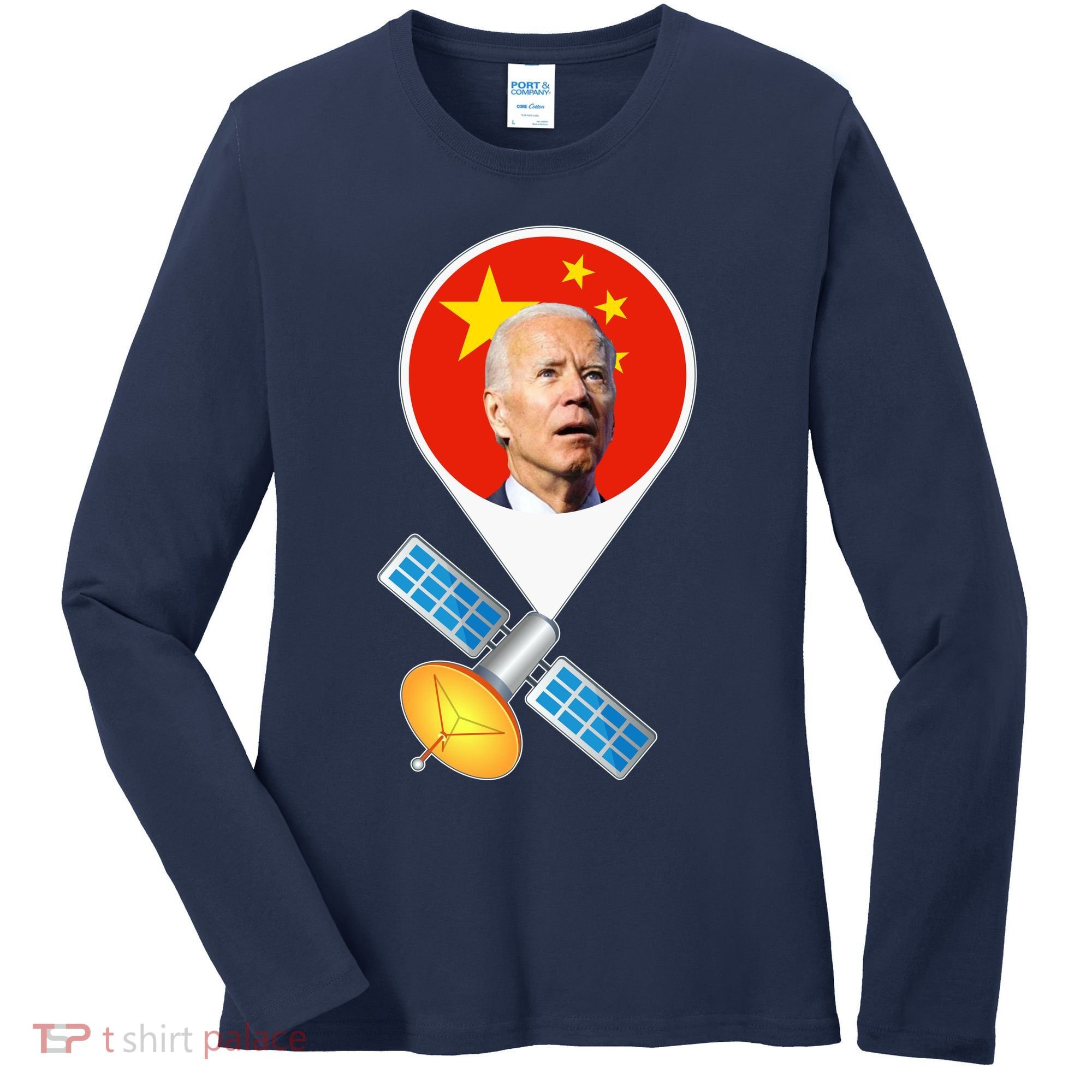 Chinese Satellite Balloon Joe Biden Women's Long Sleeve Shirt