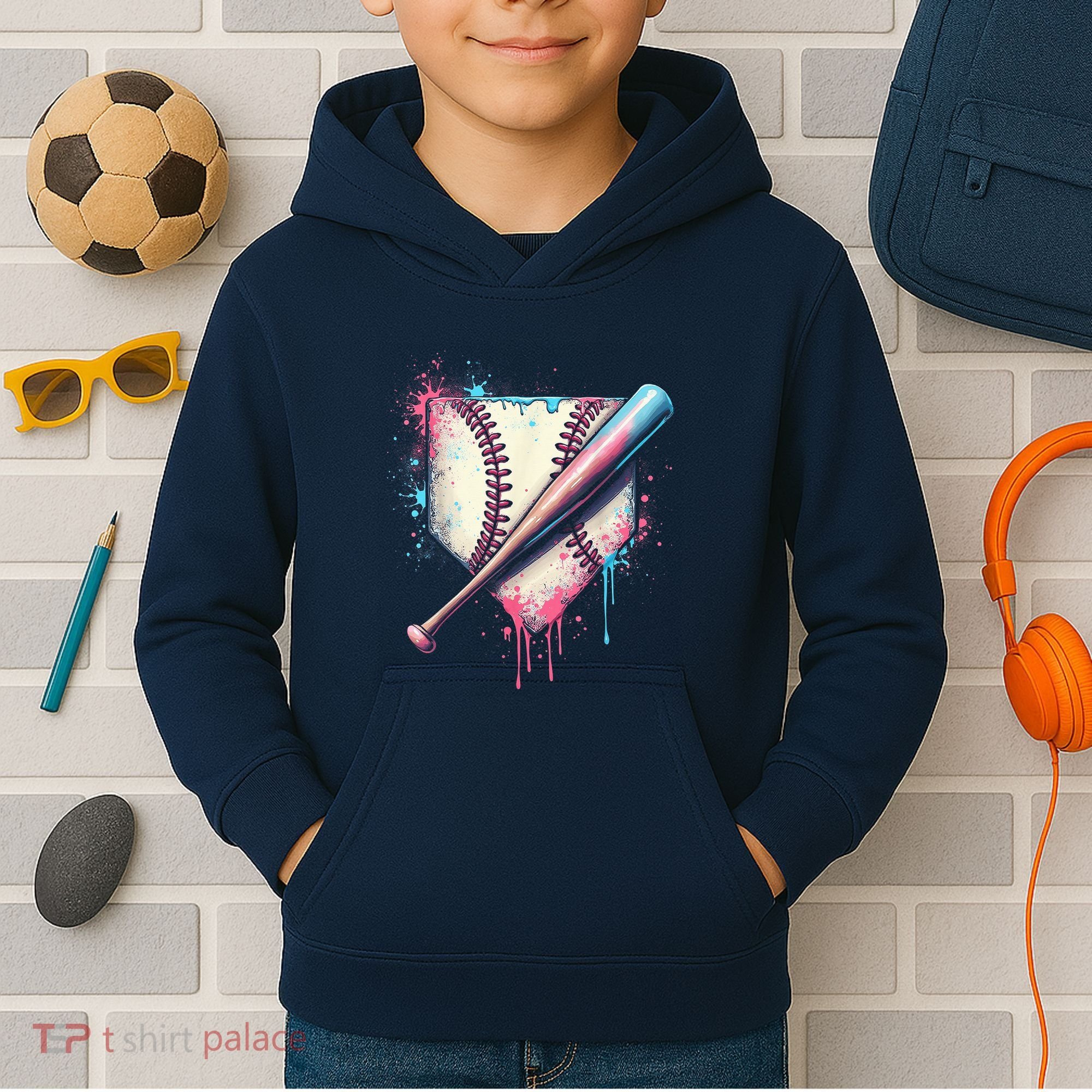 Cool Sport Baseball Plate Drip Home With Sprinkles Drip Kids Hoodie