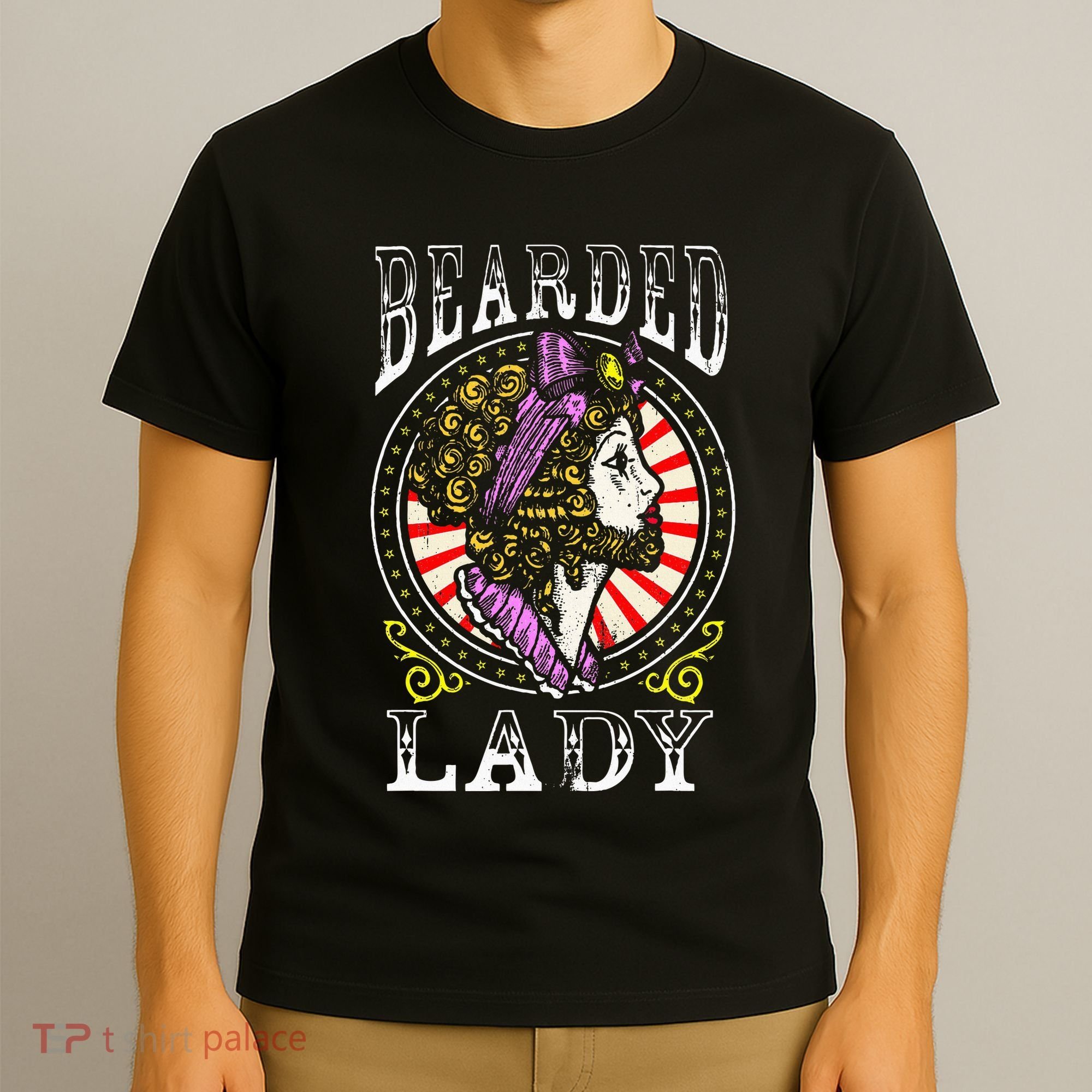 Circus Staff Bearded Lady Costume Vintage Carnival T-Shirt