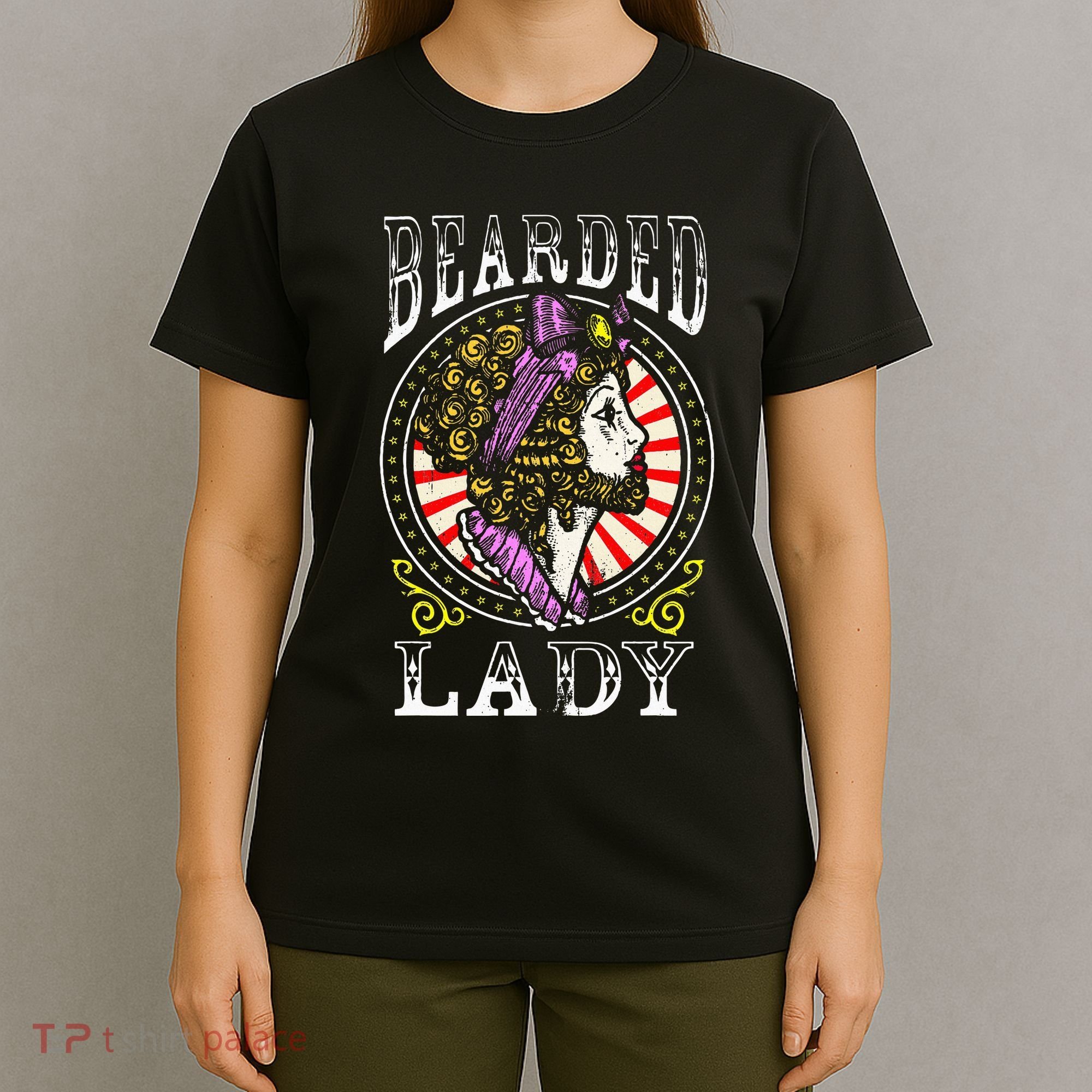 Circus Staff Bearded Lady Costume Vintage Carnival T-Shirt