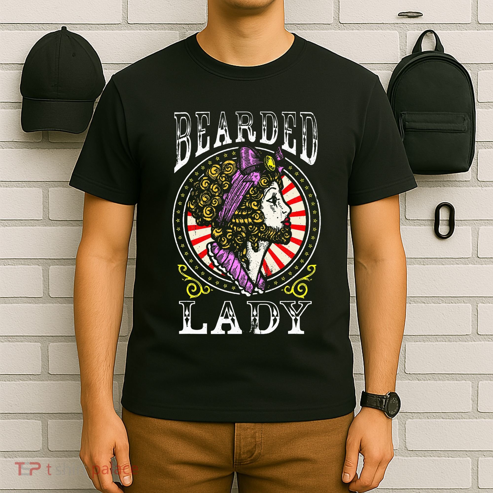 Circus Staff Bearded Lady Costume Vintage Carnival T-Shirt