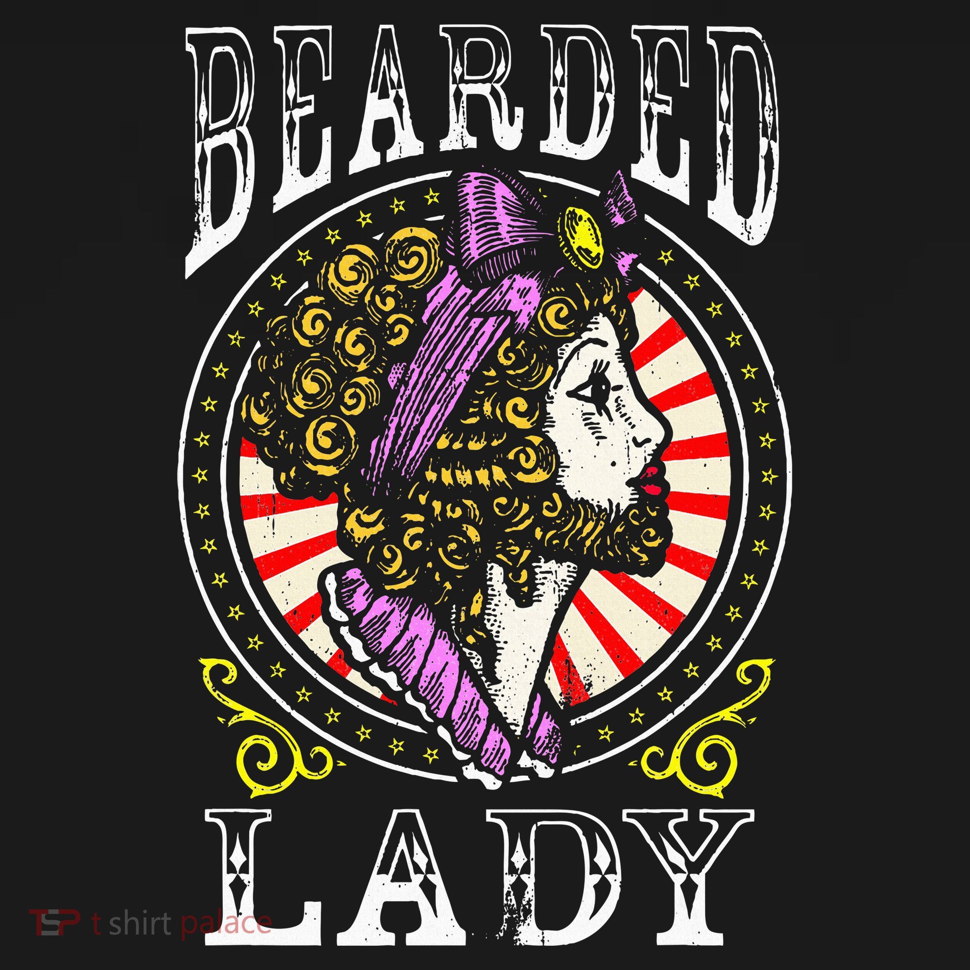 Circus Staff Bearded Lady Costume Vintage Carnival T-Shirt