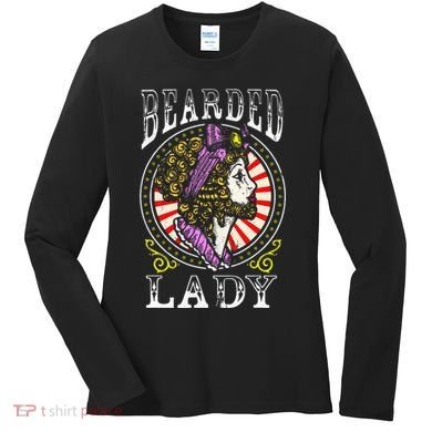 Circus Staff Bearded Lady Costume Vintage Carnival Women's Long Sleeve Shirt