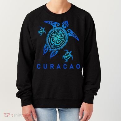 Curacao Sea Blue Tribal Turtle Women's Sweatshirt