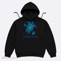 Curacao Sea Blue Tribal Turtle Hoodie thumb 0