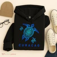 Curacao Sea Blue Tribal Turtle Hoodie thumb 4