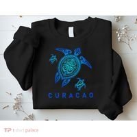 Curacao Sea Blue Tribal Turtle Sweatshirt thumb 2