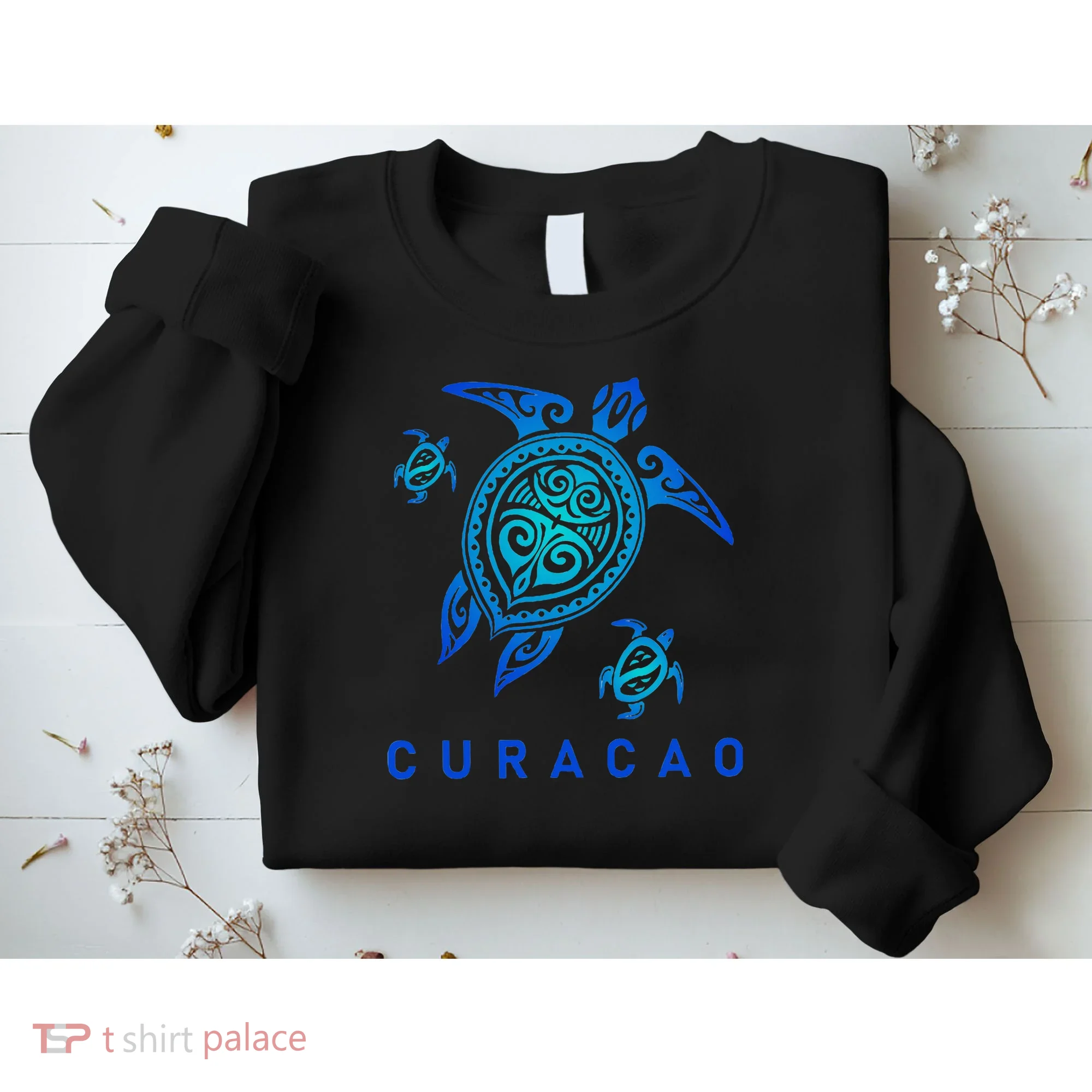 Curacao Sea Blue Tribal Turtle Sweatshirt
