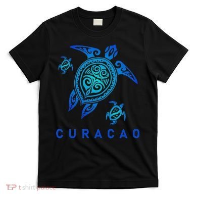 Curacao Sea Blue Tribal Turtle T-Shirt