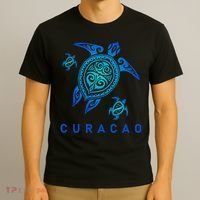 Curacao Sea Blue Tribal Turtle T-Shirt thumb 3