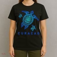 Curacao Sea Blue Tribal Turtle T-Shirt thumb 4