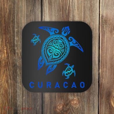 Curacao Sea Blue Tribal Turtle Coaster