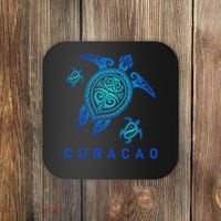 Curacao Sea Blue Tribal Turtle Coaster thumb 0