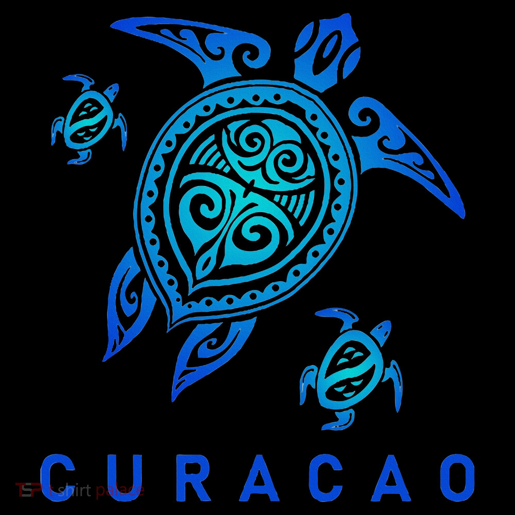 Curacao Sea Blue Tribal Turtle Women's Hoodie