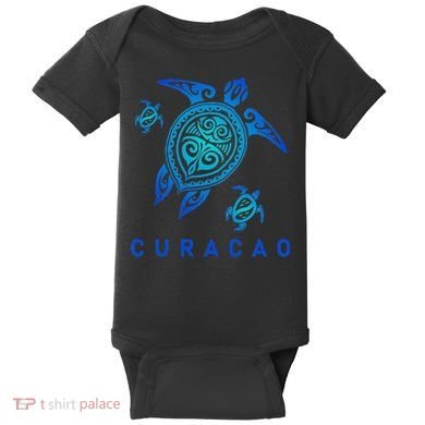 Curacao Sea Blue Tribal Turtle Baby Bodysuit