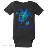 Curacao Sea Blue Tribal Turtle Baby Bodysuit thumb 0